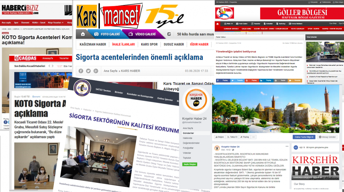 3 Haziran 2020 Tarihinde Ticaret/Sanayi odaları Sigortacılık Meslek komitesi yönetimleri tarafından yapılan basın duyurusu